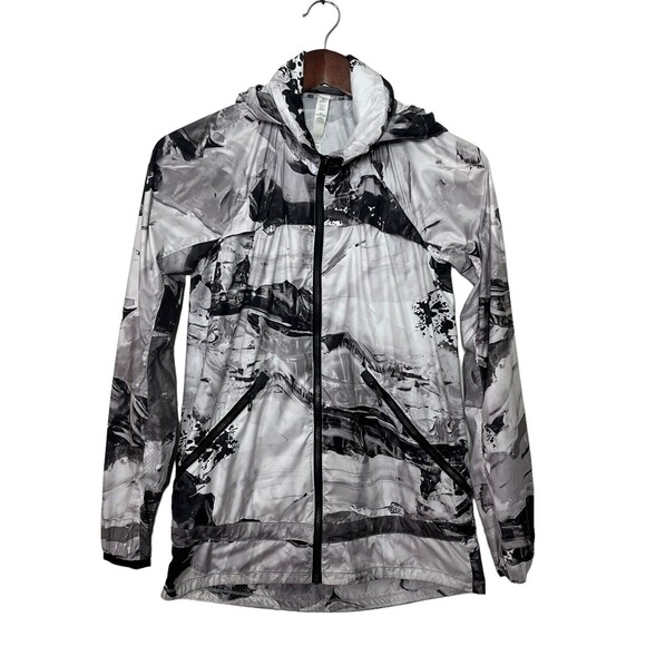 Lululemon Miss Misty II Jacket Women’s Size 2 Black White Print Packable Hooded - Picture 7 of 12